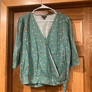 Ana Green/Pink Floral Blouse Size XL